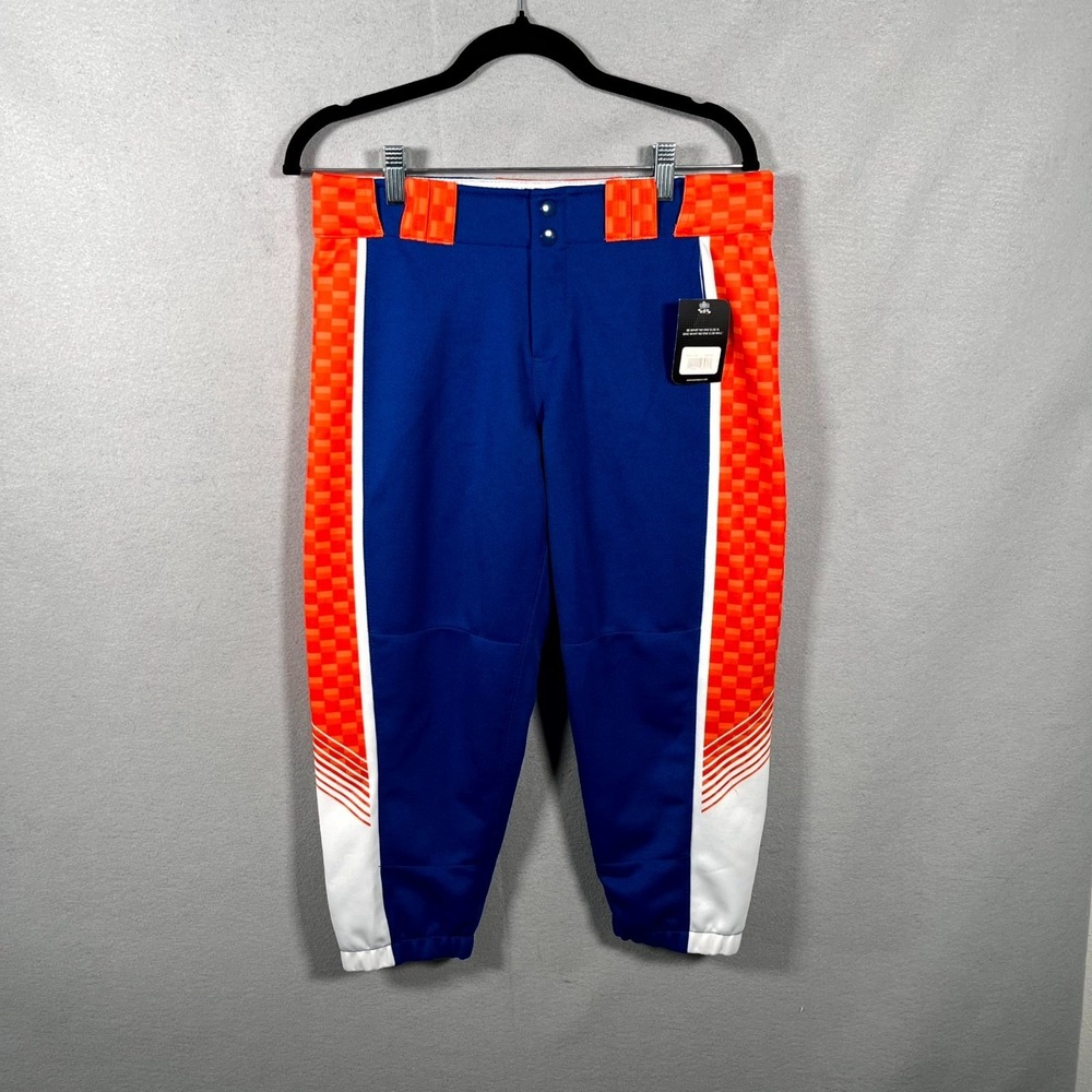 Boombah Baseball Softball Pants Mens 32 Orange White Logo Checkered Mesh‎ Lined